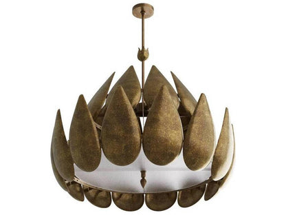 Arteriors Home Anastasia 6-Light Chandelier in Vintage Brass with Frosted Acrylic Diffuser