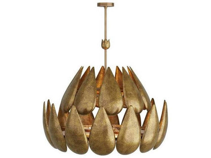 Arteriors Home Anastasia 6-Light Chandelier in Vintage Brass with Frosted Acrylic Diffuser
