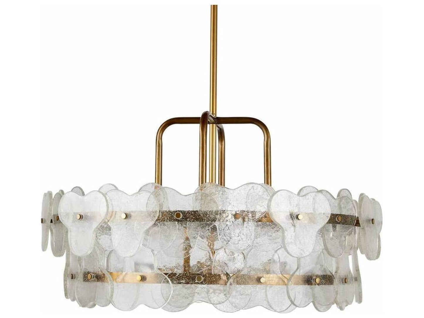 Arteriors Home Cascade 4-Light Chandelier in Clear Seedy Glass and Antique Brass