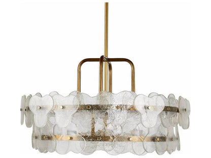 Arteriors Home Cascade 4-Light Chandelier in Clear Seedy Glass and Antique Brass
