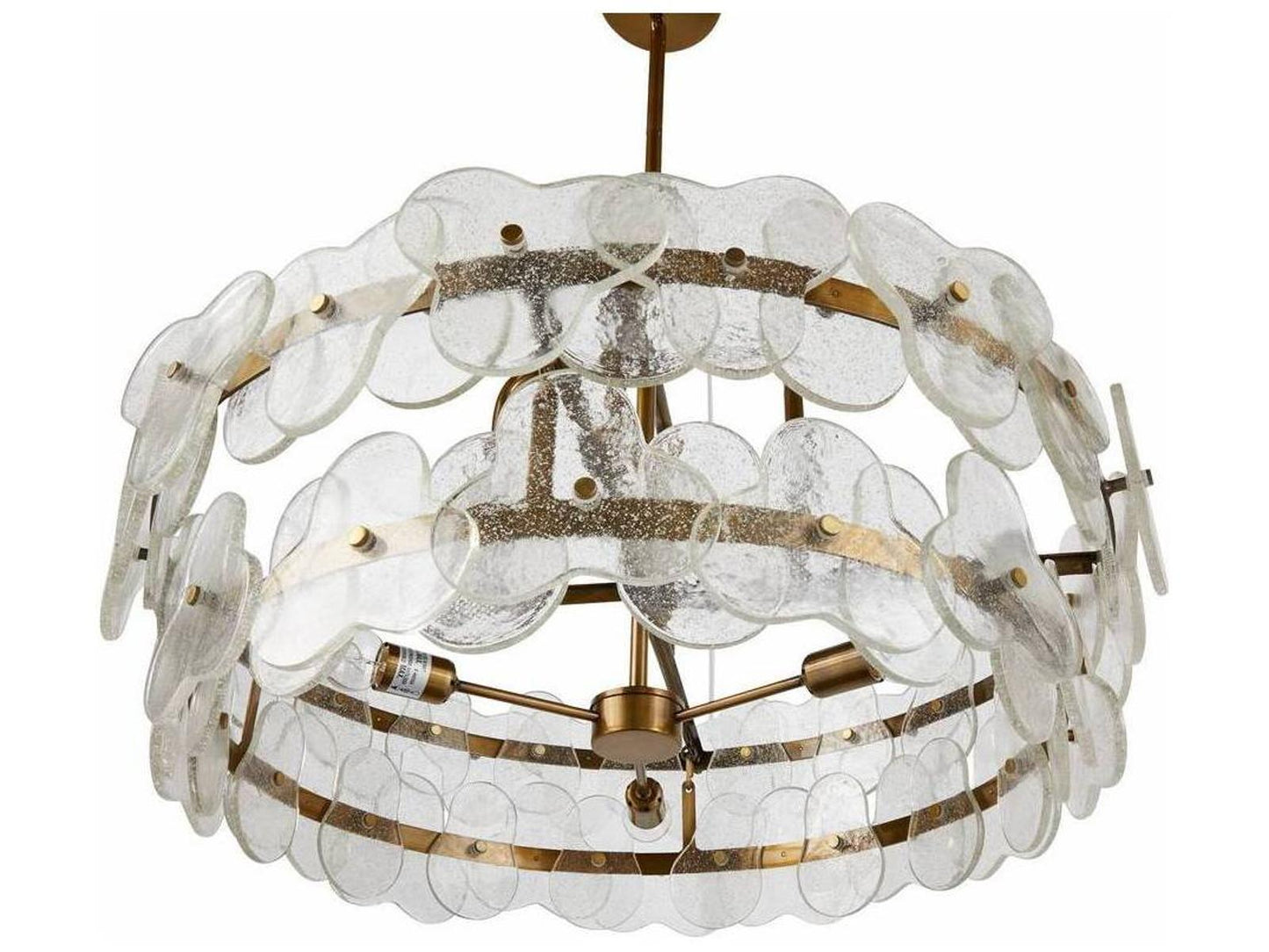 Arteriors Home Cascade 4-Light Chandelier in Clear Seedy Glass and Antique Brass