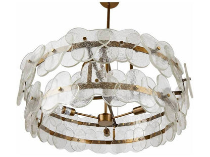 Arteriors Home Cascade 4-Light Chandelier in Clear Seedy Glass and Antique Brass