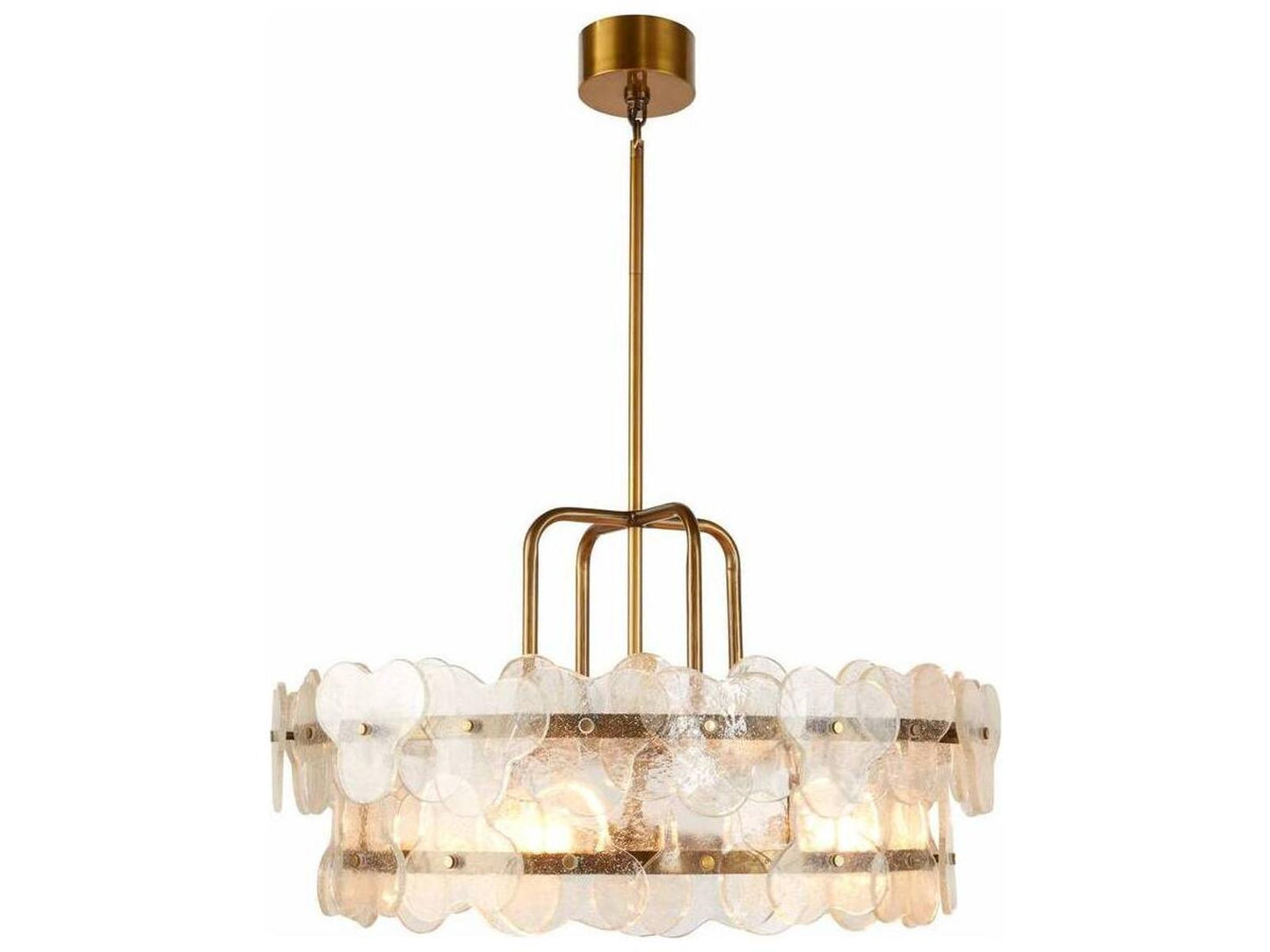 Arteriors Home Cascade 4-Light Chandelier in Clear Seedy Glass and Antique Brass