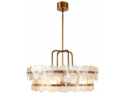 Arteriors Home Cascade 4-Light Chandelier in Clear Seedy Glass and Antique Brass