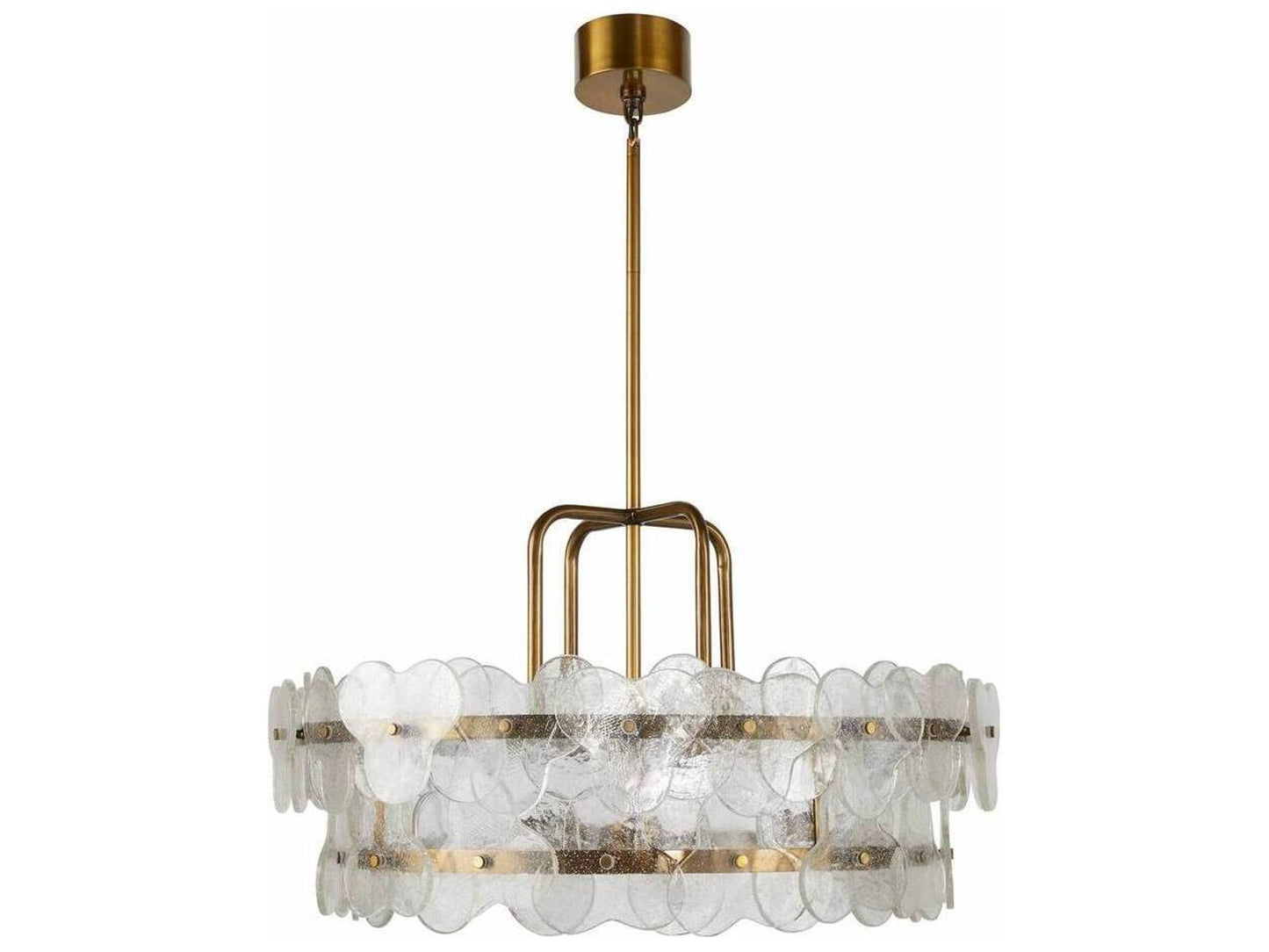 Arteriors Home Cascade 4-Light Chandelier in Clear Seedy Glass and Antique Brass