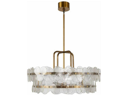 Arteriors Home Cascade 4-Light Chandelier in Clear Seedy Glass and Antique Brass