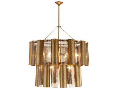 Arteriors Home 10-Light Faramond Chandelier in Vintage Brass and Smoke Glass