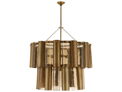 Arteriors Home 10-Light Faramond Chandelier in Vintage Brass and Smoke Glass
