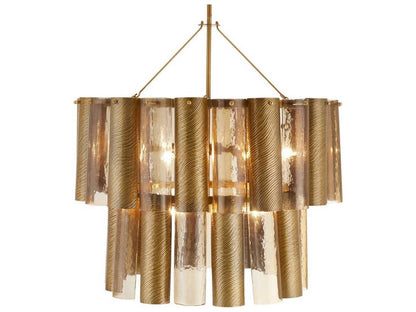 Arteriors Home 10-Light Faramond Chandelier in Vintage Brass and Smoke Glass
