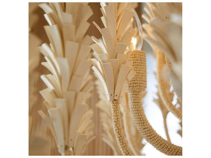 Arteriors Home Kaia 6-Light Chandelier in Ivory Coconut Shell and White Iron