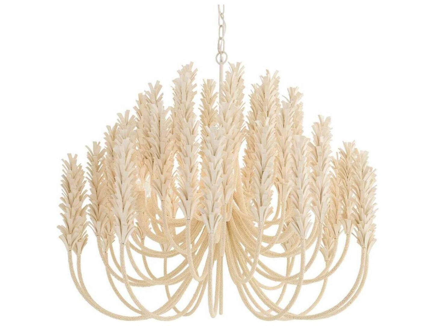 Arteriors Home Kaia 6-Light Chandelier in Ivory Coconut Shell and White Iron