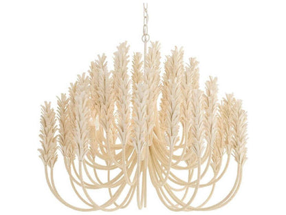 Arteriors Home Kaia 6-Light Chandelier in Ivory Coconut Shell and White Iron