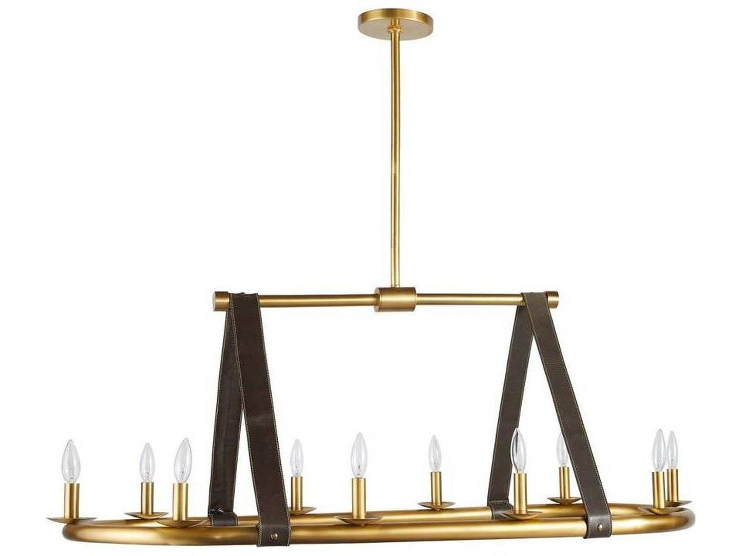 Arteriors Home 10-Light Englewood Linear Chandelier in Antique Brass and Moss