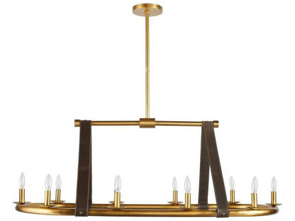 Arteriors Home 10-Light Englewood Linear Chandelier in Antique Brass and Moss