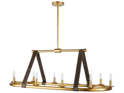Arteriors Home 10-Light Englewood Linear Chandelier in Antique Brass and Moss