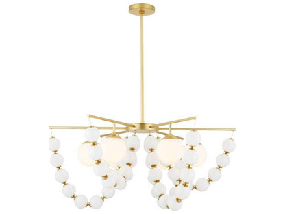 Arteriors Home 5-Light Genesis Chandelier in Antique Brass with Opal Glass