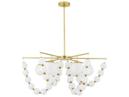 Arteriors Home 5-Light Genesis Chandelier in Antique Brass with Opal Glass