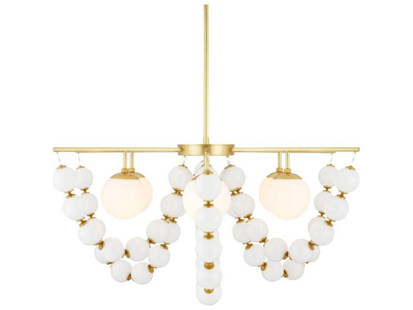 Arteriors Home 5-Light Genesis Chandelier in Antique Brass with Opal Glass