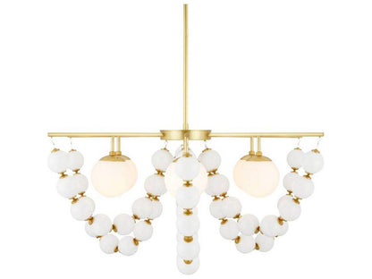 Arteriors Home 5-Light Genesis Chandelier in Antique Brass with Opal Glass