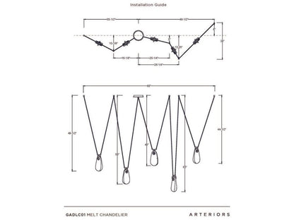 Arteriors Home Melt 5-Light Linear Chandelier in Antique Brass