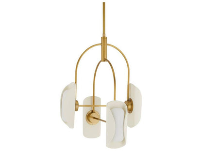 Arteriors Home Roll 4-Light LED Chandelier in Antique Brass and Ivory