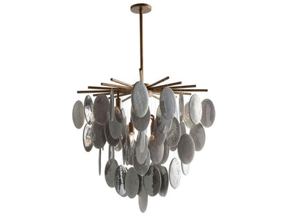 Arteriors Home Tiffany 8-Light Chandelier with Smoke Luster Glass in Antique Brass