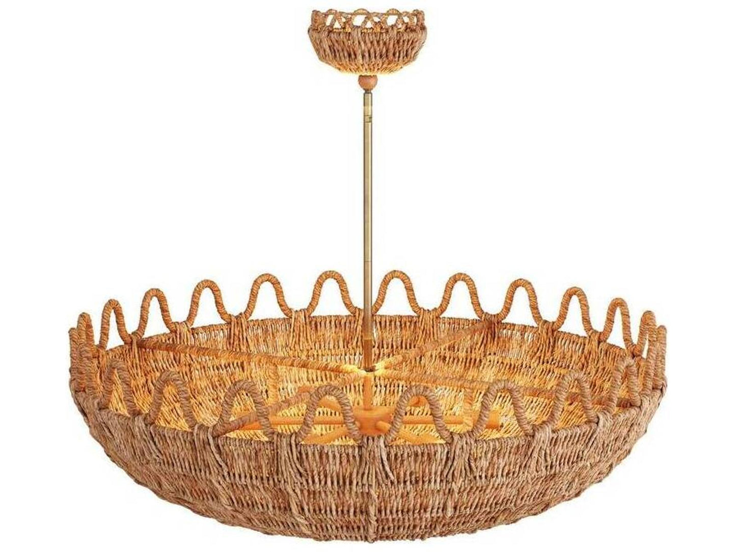 Arteriors Home Mar 6-Light Chandelier in Natural Rattan and Antique Brass
