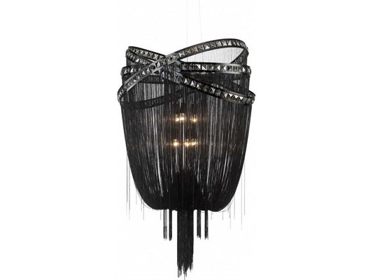 Avenue Lighting 6-Light Wilshire Blvd. Chandelier in Black Chrome with Smoke Crystal