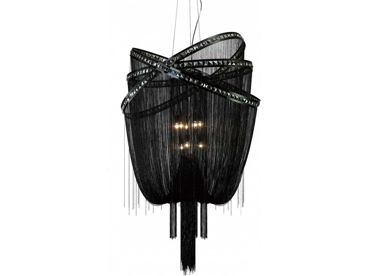 Avenue Lighting Wilshire Blvd 9-Light Chandelier with Smoke Crystal in Black Chrome