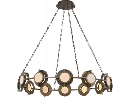 Avenue Lighting Mayfair 12-Light Integrated LED Chandelier in Aged Brass with Alabaster