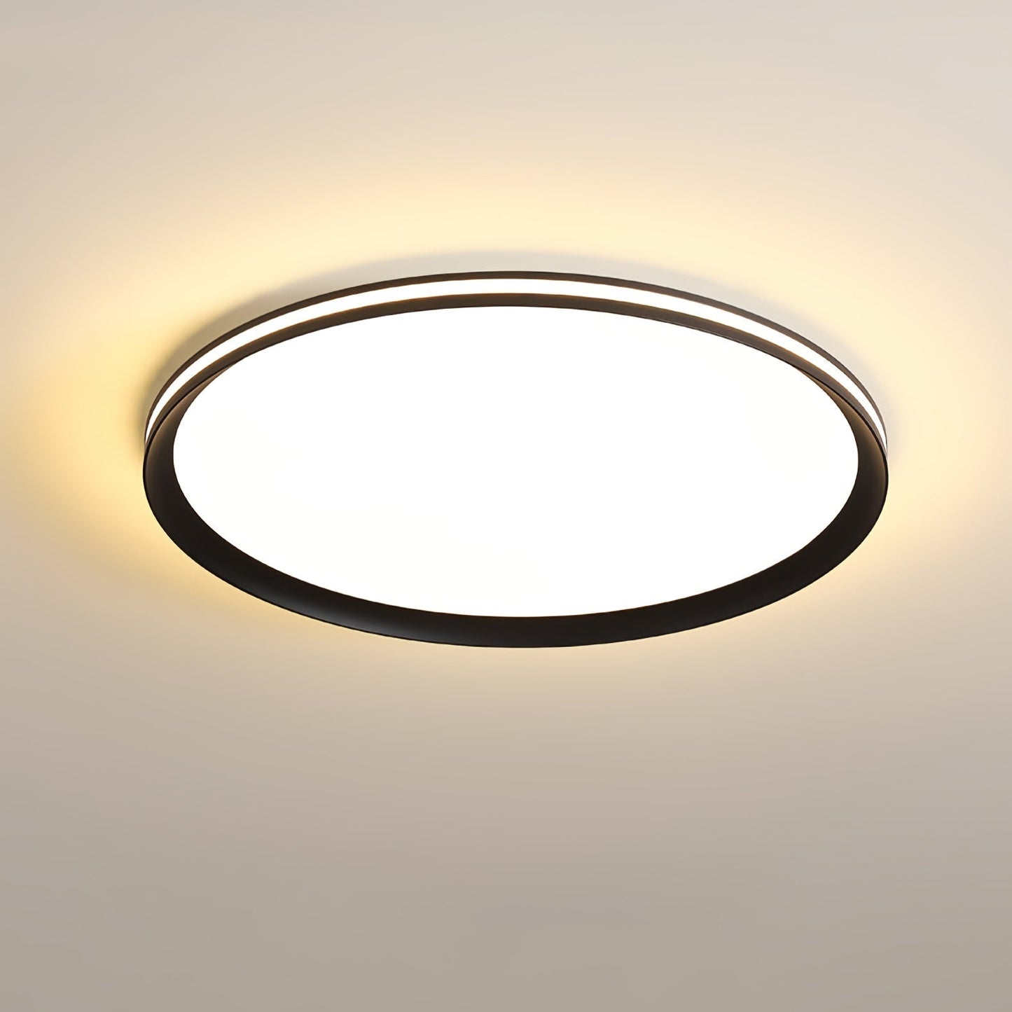 Acrylic Circular LED Ceiling Light ∅ 19.7″ x H 1.2″ / Dia 50cm x H 3cm / Black / Three-Color Changing Light Ceiling lamp