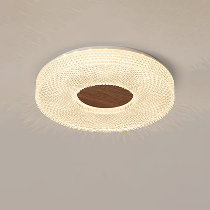 Acrylic Halo Round Ceiling Light ∅ 15.7″ x H 3.1″ / Dia 40cm x H 8cm / White & Walnut Color / Three-Color Changing