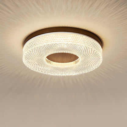 Acrylic Halo Round Ceiling Light ∅ 15.7″ x H 3.1″ / Dia 40cm x H 8cm / Walnut Color / Three-Color Changing Light