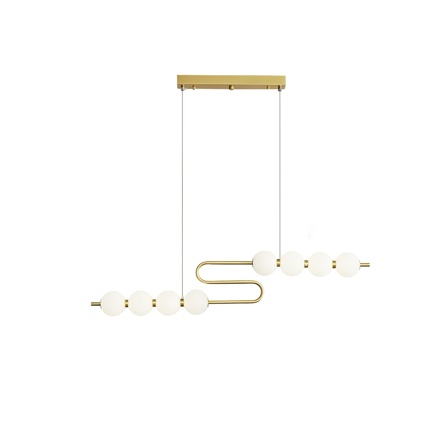 Acrylic Pearls Chandelier Model D ∅ 31.9″ x H 11.8″ / Brass & White / Neutral Light Chandelier