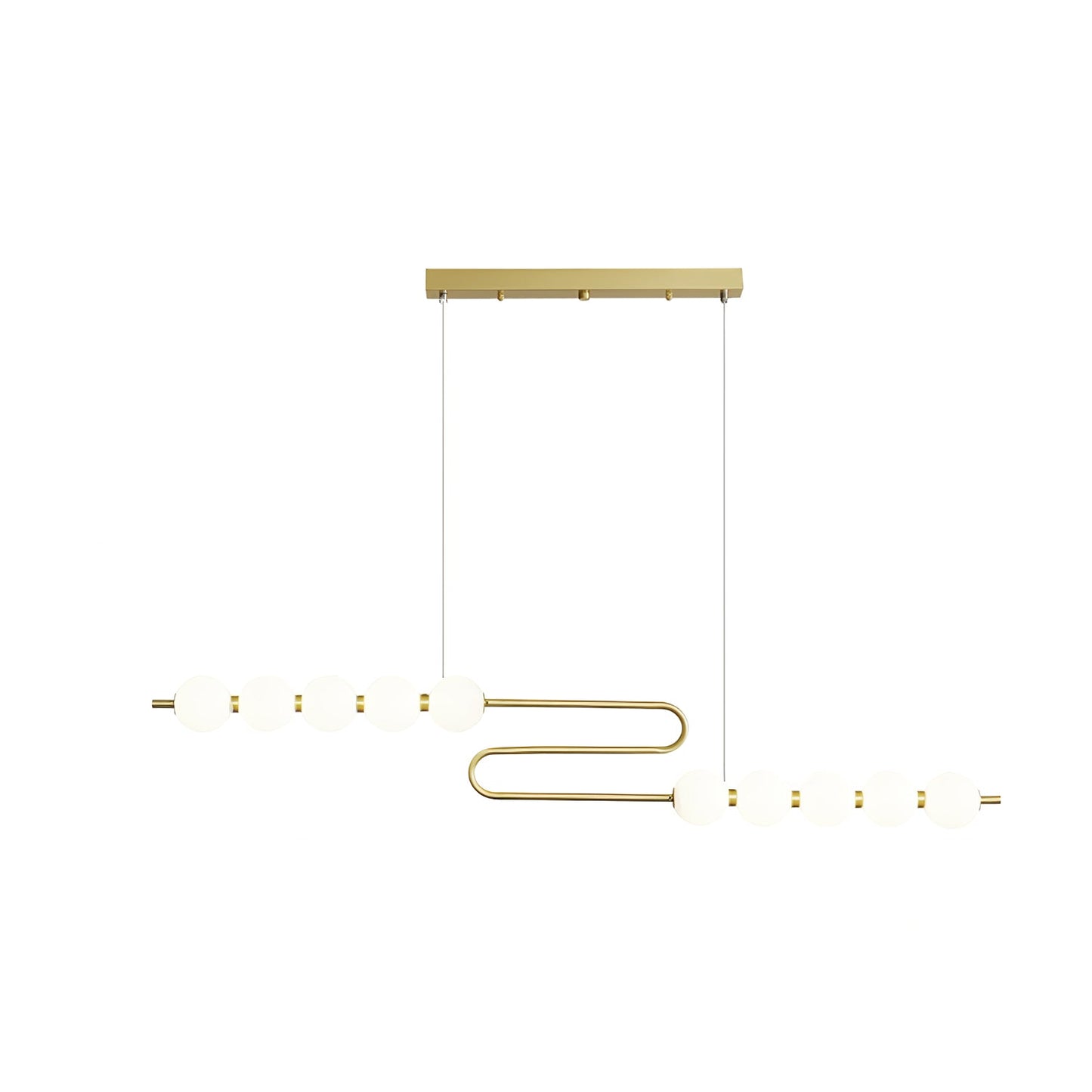 Acrylic Pearls Chandelier Model D ∅ 47.2″ x H 11.8″ / Brass & White / Neutral Light Chandelier