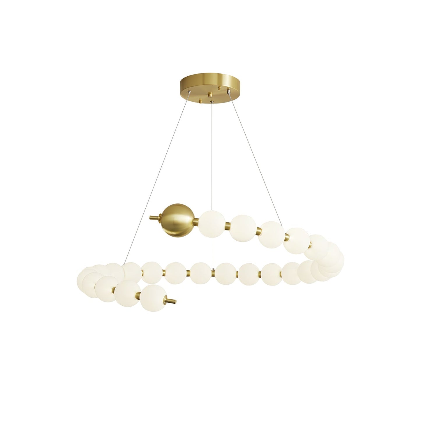Acrylic Pearls Chandelier Model A ∅ 32.3″ x H 5.9″ / Brass & White / Neutral Light Chandelier