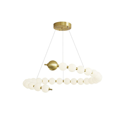 Acrylic Pearls Chandelier Model A ∅ 32.3″ x H 5.9″ / Brass & White / Neutral Light Chandelier