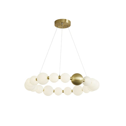 Acrylic Pearls Chandelier Model C ∅ 24.4″ x H 5.9″ / Brass & White / Neutral Light Chandelier