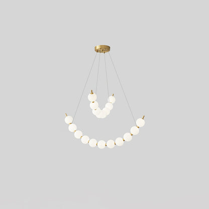 Acrylic Pearls Chandelier Model J ∅ 15.7″ + 23.6″ x H 23.6″ / Brass & White / Neutral Light Chandelier