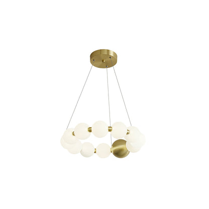 Acrylic Pearls Chandelier Model C ∅ 16.5″ x H 5.9″ / Brass & White / Neutral Light Chandelier