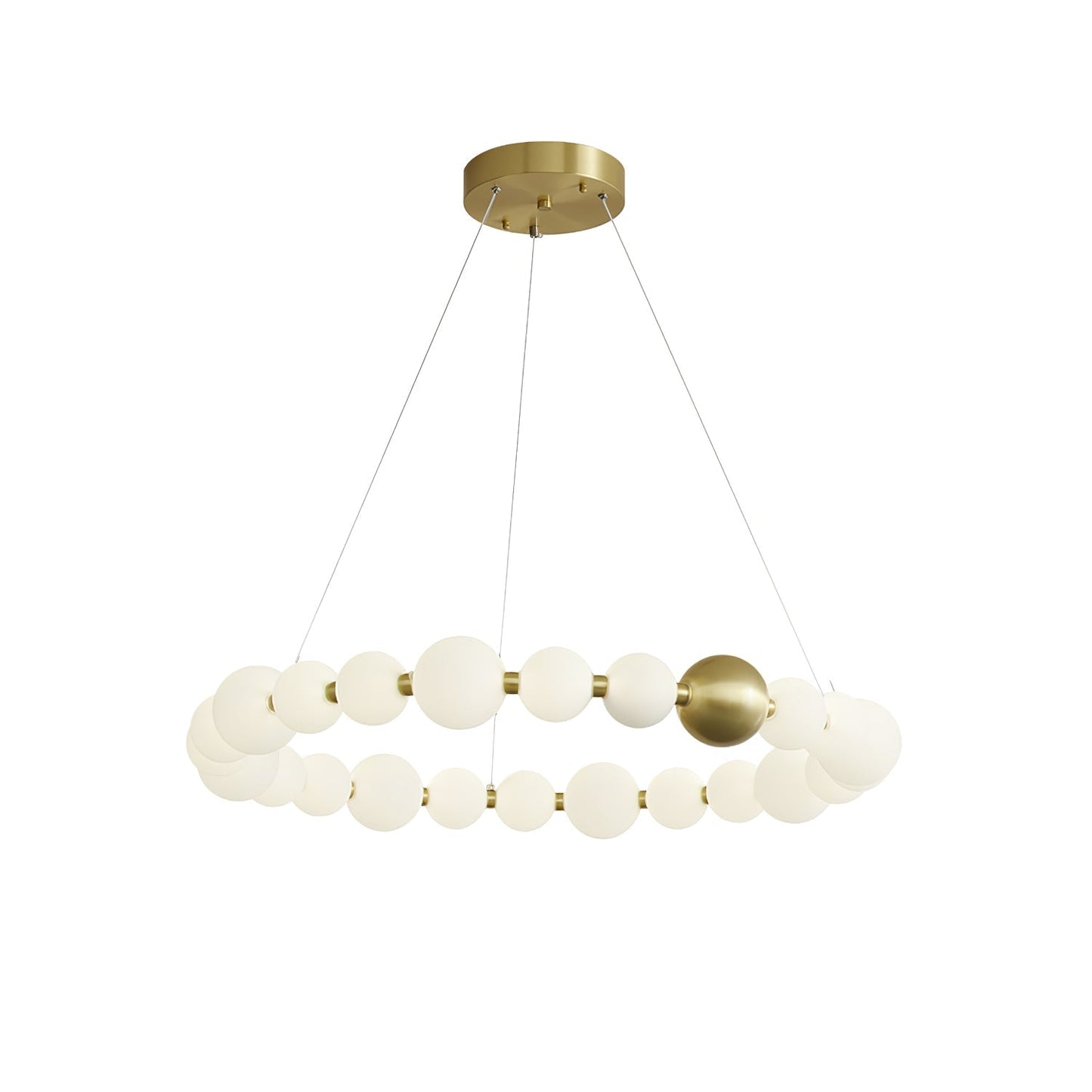 Acrylic Pearls Chandelier Model C ∅ 32.3″ x H 5.9″ / Brass & White / Neutral Light Chandelier