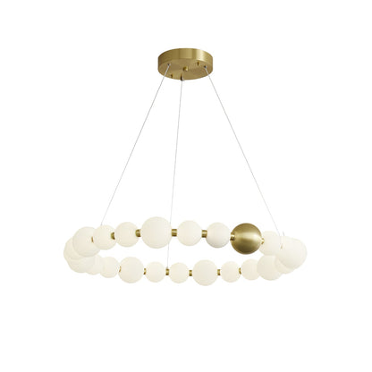 Acrylic Pearls Chandelier Model C ∅ 32.3″ x H 5.9″ / Brass & White / Neutral Light Chandelier