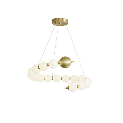 Acrylic Pearls Chandelier Model A ∅ 24.4″ x H 5.9″ / Brass & White / Neutral Light Chandelier