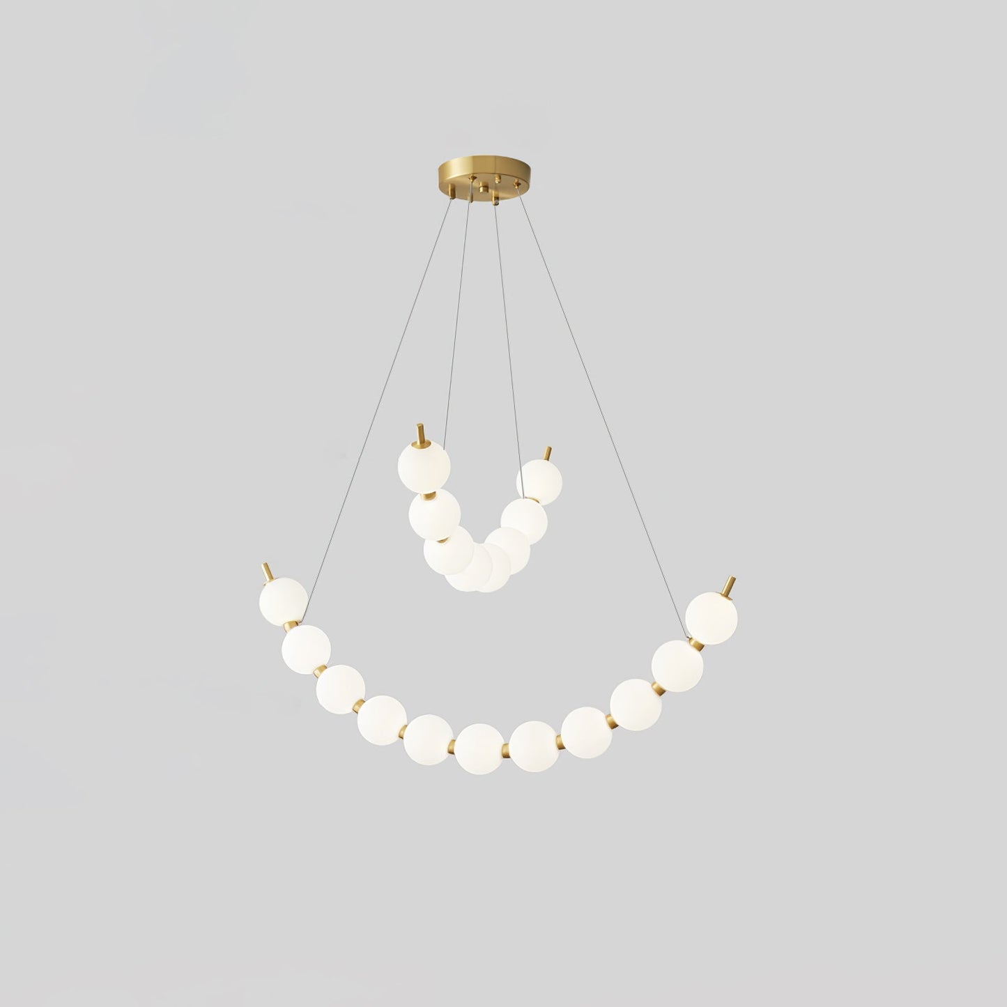 Acrylic Pearls Chandelier Model J ∅ 23.6″ + 31.5″ x H 23.6″ / Brass & White / Neutral Light Chandelier