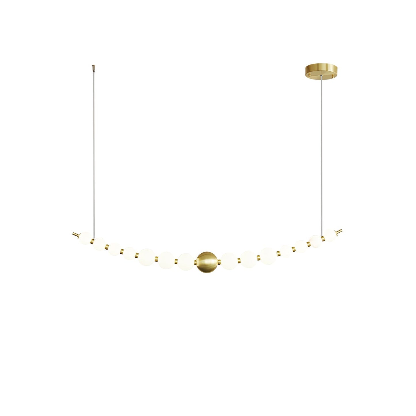 Acrylic Pearls Chandelier Model B ∅ 49.2″ x H 5.9″ / Brass & White / Neutral Light Chandelier