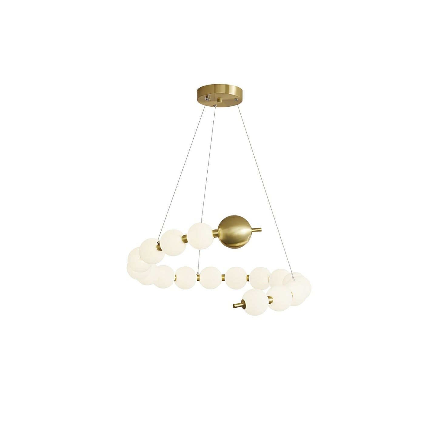 Acrylic Pearls Chandelier Model A ∅ 16.5″ x H 5.9″ / Brass & White / Neutral Light Chandelier
