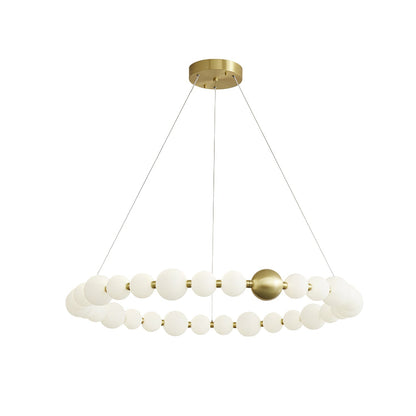 Acrylic Pearls Chandelier Model C ∅ 40.2″ x H 5.9″ / Brass & White / Neutral Light Chandelier