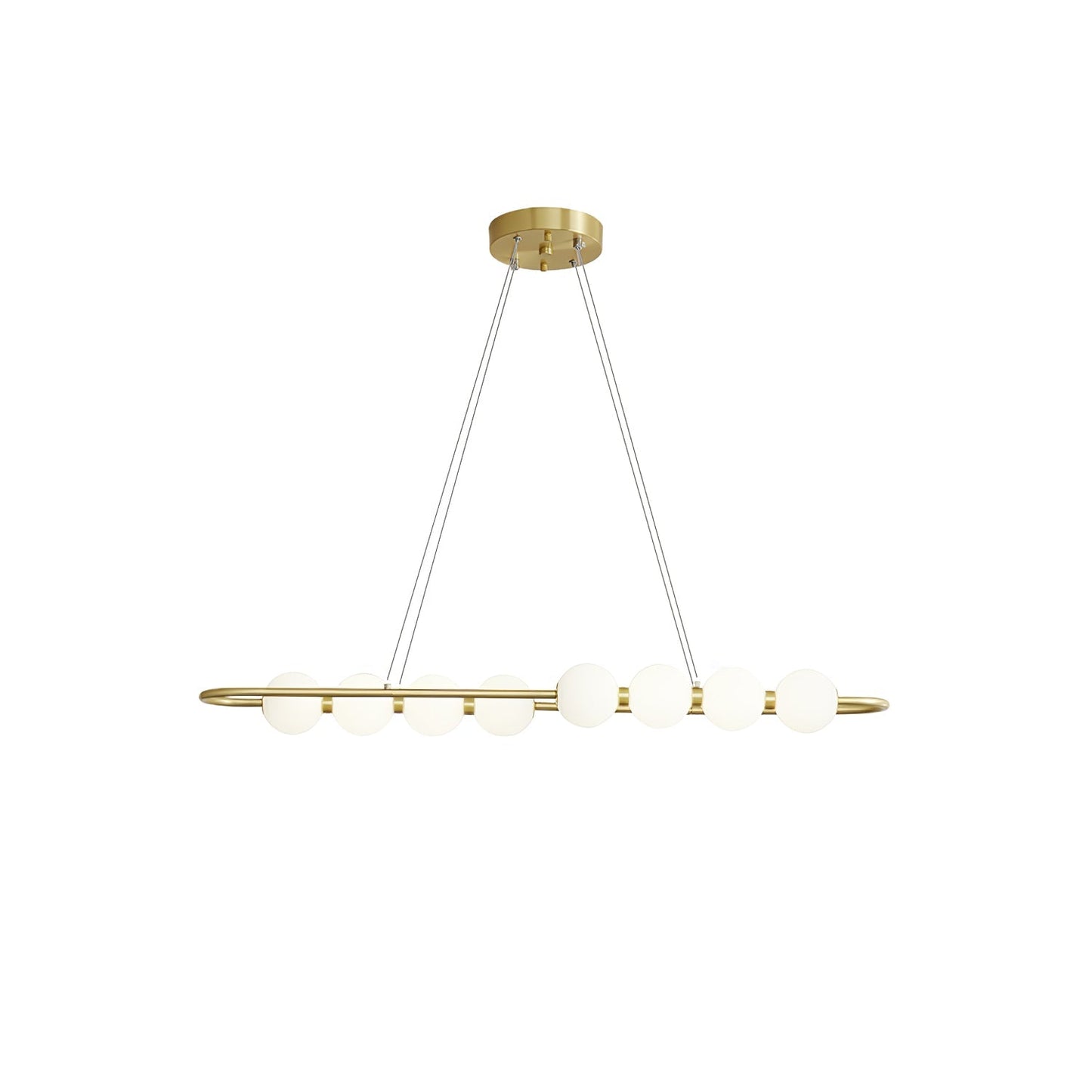 Acrylic Pearls Chandelier Model M ∅ 33.5″ x H 5.9″ / Brass & White / Neutral Light Chandelier
