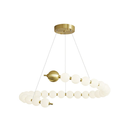 Acrylic Pearls Chandelier Model A ∅ 40.2″ x H 5.9″ / Brass & White / Neutral Light Chandelier