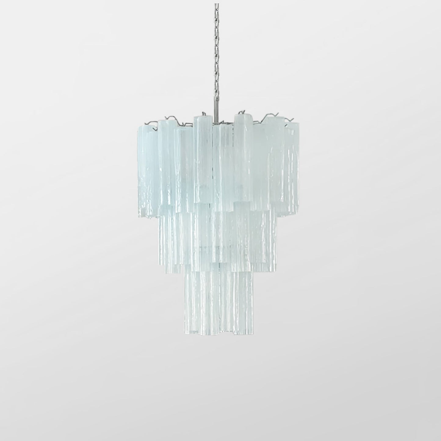 Addis Chandelier 3 layers ∅ 27.6″ x H 26.8″ / Dia 70cm x H 68cm / Light Blue & Chrome Chandelier